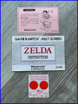 Nintendo Zelda Game & Watch ZL-65 Boxed instructions Vintage 1989 Stickers