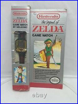 Vintage Nelsonic Nintendo Black LEGEND OF ZELDA Game Watch with Box, instructions